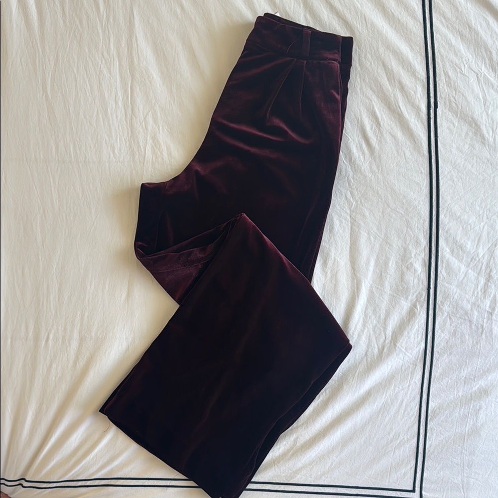 Elegant Velvet Burgundy Pants